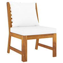 KPOUTRFG 6 Piece Solid Acacia Wood Patio Lounge Set with Modern Rectangular Design and Cream Cushions for Outdoor Seating