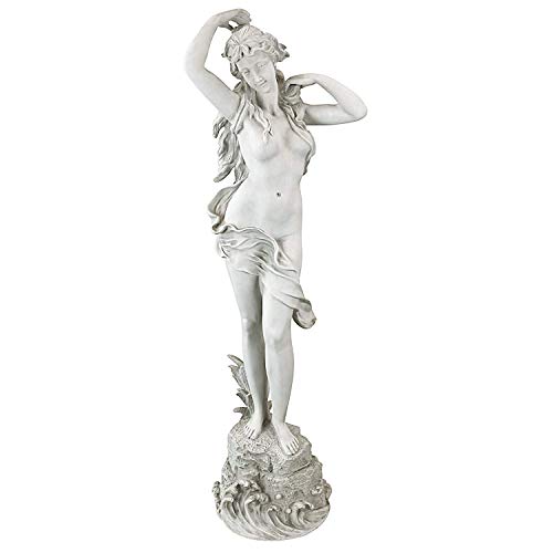 Design Toscano Spring Awakening Classic Woman Garden Statue, 14 inches wide, 40 inches tall, Cast Stone Resin, Antique Stone Finish