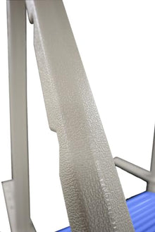 Confer Plastics Step-1X Above Ground Pool Entry System – Dual Handrails, Slip-Resistant Steps, Supports 400 lbs, Easy Installation, Warm Grey with Blue Treads, Made in USA