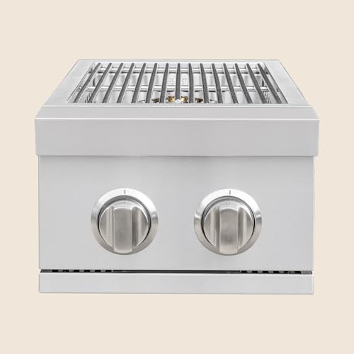 The Chimney Shop Summerset Quest, TRL, and Sizzler Built-in Double Side Burner for Natural Gas Outdoor Kitchens Dual Burner Stainless Steel Side Cooker