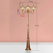XYIANG Strong Durable Outdoor Waterproof European Victoria Garden Landscape Floor Lamp E27 Walkway Column Street Light Water Pattern Glass Floor Lamp 3-Heads Villa Backyard Alum(Bronze)