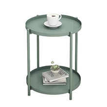 Small Round Coffee Table Outdoor Balcony Bedside Table Living Room Bedroom Furniture (Color : Green, Size : 52 * 42cm) (Green 52 * 42cm)