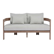 Outdoor Escape Brown Fabric Upholstered Outdoor Loveseat, 65-Inch Contemporary Patio Furniture, Cushioned Seating, Sturdy Frame, Weather-Resistant Design