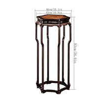 WOAITIANTIAN Vase Stand Hexagonal Classical Chinese Style Bonsai Base, Openwork Carving Redwood Ornament Display Rack
