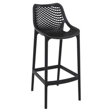 Pemberly Row Polypropylene Patio Bar Stool in Black - Set of 2