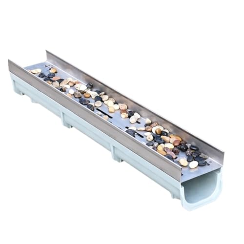 Stainless Steel Trench Drain Kit - Rectangular Linear Shower Drain with Grate for Indoor and Outdoor Use(100x21x30cm)