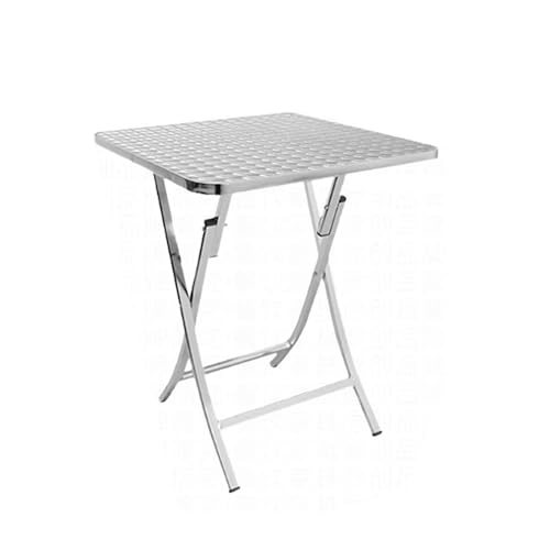 JOSOGO Stainless Steel Workbench Foldable Kitchen Work Table,Outdoor Dining Set, Silver Anodized Aluminum, Stackable Chairs, Weather-Resistant, for Garden, Patio, Balcony(E60CM)
