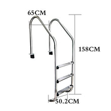 Swimming Pool Ladder Stainless Steel handrail guardrail with Three-Step Anti-Slip Pattern Large Private Swimming Pool Outdoor Entertainment Facilities (Silver 158cm)