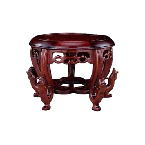 WOAITIANTIAN Vase Stand Round Wood Base Crafts Strange Stone Vases Bonsai Decorations Pedestal(Large)