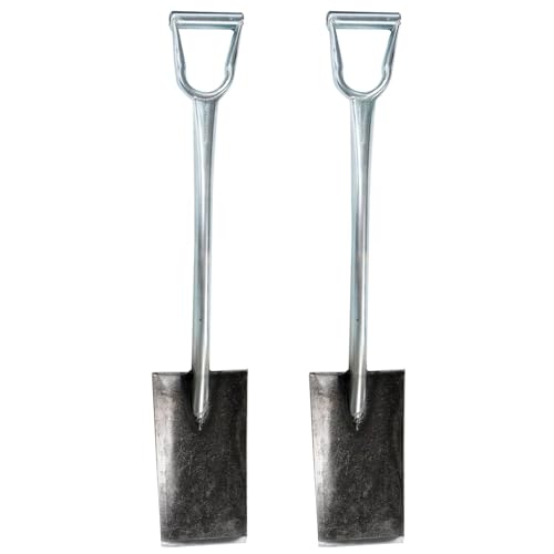 2Pcs 13 Inch All Steel D Handle Spade Shovel, Heavy Duty Gardening Landscaping Digging Tool, MPN KS-S