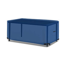 Covers & All Rectangular/Oval Outdoor Table Cover 18 Oz Waterproof - Rectangle Table Cover with 100% Weather Resistant - with Air Pocket and Drawstrap for Snug Fit (128" W x 50" D x 24" H, Blue)