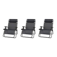 Four Seasons Courtyard Sunny Isles XL Zero Gravity Chairs, Black, 3-Pack