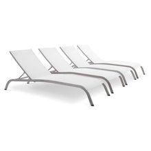 Pemberly Row Mesh Patio Chaise Lounge Set of 4 White