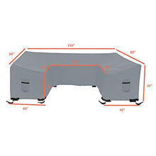 Patio U Shape Sofa Cover 18 Oz Waterproof - 100% UV & Weather Resistant Customize Outdoor Sofa Cover with Air Pockets and Drawstrap with Snug Fit (33" H x 150" W x 40" D, Grey)
