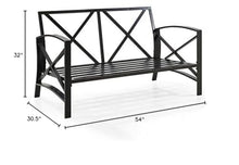 Afuera Living Outdoor Metal/Fabric Patio Loveseat, 54" W x 32" H x 30.5" D, Oil Rubbed Bronze Finish, Solution-Dyed Oatmeal Cushions, Weatherproof Steel, UV/Fade-Proof, Balcony or Porch Seating,