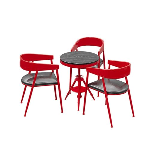 JOSOGO Retro Industrial Bistro Table and Chair Set, Height-Adjustable Round, Metal Frame Chairs for Small Patio Balcony Kitchen Nook(B)