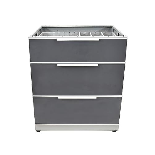 Blue Sky Outdoor Living ,OKC3024GDR3DG, 3-Drawer Outdoor Kitchen Cabinet – Heavy-Duty Storage – Weather-Resistant Modular Base for Patios and BBQ Islands – Slate Gray