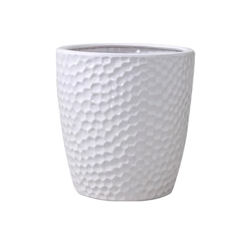 Xilin-872 Plant Pot Large Calibre Ceramic Flower Pots Indoor Decorative Container with Drainage Holes Planter for Living Room Room Garden etc White Flower Planter