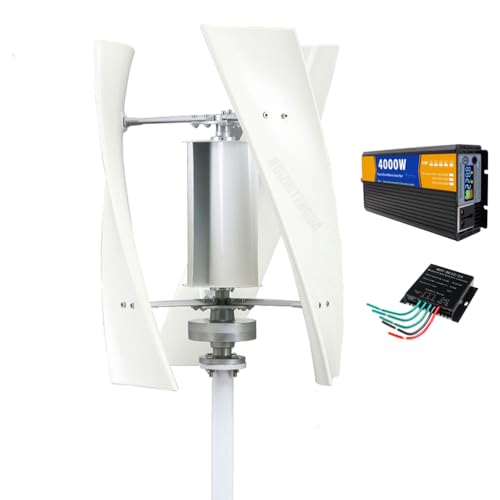 HUIZHITENGDA 4000W Vertical Windmills Turbine Dynamo Generator, for Solar Panels Off-Grid Systems 12V 24V 48V 220V Portable Solar Generator with Mppt Controller (3 Blades),24v