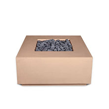 36" Premium “Terra 1" Square Concrete Fire Bowl - Heavy Cement Natural Gas Fire Pit - Modern Outdoor Fire Table with Key Valve GFRC (36” L x 36” W x 16” H) (Beige)