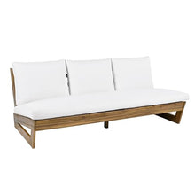 Christopher Knight Home Wicos Modern Acacia Wood Outdoor Sofa with Cushion, Wood Patio Sofa Chair Armless Design, Garden Backyard Outdoor Lounge Sofa Couch with Water-Resistant Cushion, Teak+White