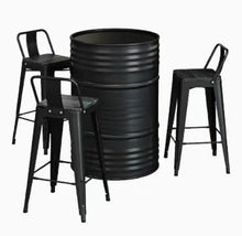 RFBXZPTADNU Industrial Style Oil Barrel Pub Table Booth Set Outdoor Commercial Iron High Bar Stools Combo