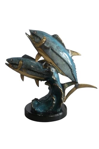 Nifao Tuna Fish, Nautical Ocean Art Small Bronze Statue, 24"L x 16"W x 21"H