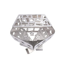 Outdoor Folding Wood Stove Multifunctional Stainless Steel Hollow with Grill Camping Picnic Bonfire Fire Pit(2XL)
