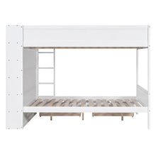 Acosure Full Over Full Bunk Bed with Storage Drawers & Cabinet White