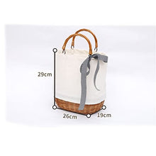 ASWRTYJO Portable Woven Stitching Storage Basket Shopping Bag Wicker Rattan Storage Basket Fruit Food Picnic Basket