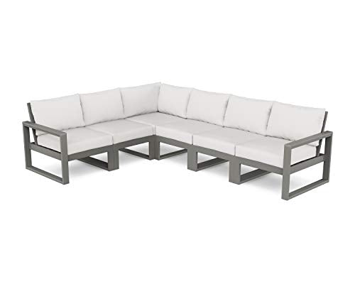 POLYWOOD® Edge 6-Piece Modular Deep Seating Set in Slate Grey/Natural Linen