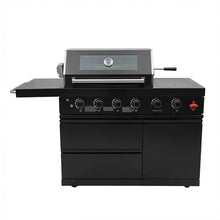 GDFStudio 75300 BTU 6-Burner Gas Grill Island, Deluxe SS304 Stainless Steel Outdoor BBQ Station with Rotisserie, Granite Countertop, Propane/Natural Gas, 46‘’, Black