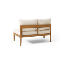 Merax Outdoor 80" Acacia Wood Curved Sectional 5-Seater Sofa, Patio V-Shaped Sofa Couch with Weather-Resistant Cushions for Porch, Lawn, Backyard, Balcony, Teak+ Beige