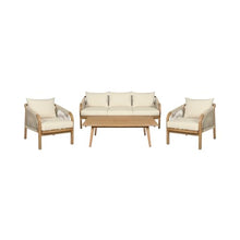 Armen Living Cypress Modern Outdoor Patio Conversation Set, 4 Piece Ivory