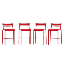 Flash Furniture Commercial Grade Metal Indoor/Outdoor Barstool, Red, 4-Pack