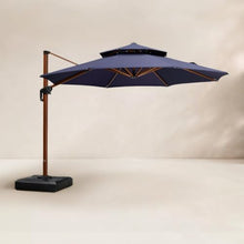 OROTLECT 12 FT Round Wood Pattern Cantilever Umbrella,Navy