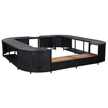 OUSEE Square Spa Surround Black Poly Rattan