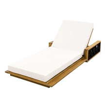 Merax Outdoor Chaise Lounge Set of 4, Acacia Wood Patio Reclining Chairs with 4-Position Adjustable Backrest, 4-Piece Sunbathing Recliner & 4" Thick Double-fold Cushion for Poolside, Garden, Beige