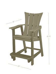 Phat Tommy Adirondack Bar Set - Outdoor Bar Set - Tall Bistro Table and Chairs, Set of 2 - Poly Furniture, High Top Seating for Decks and Balconies - HDPE Outdoor Furniture, Weatherwood