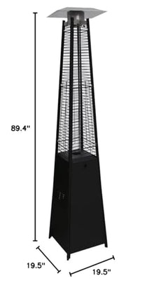 Blue Sky Outdoor Living 42,000 BTU Floor Standing 360° Pillar of Flame Gas Outdoor Patio Heater, 89" Pyramid Heater for Patios, Black