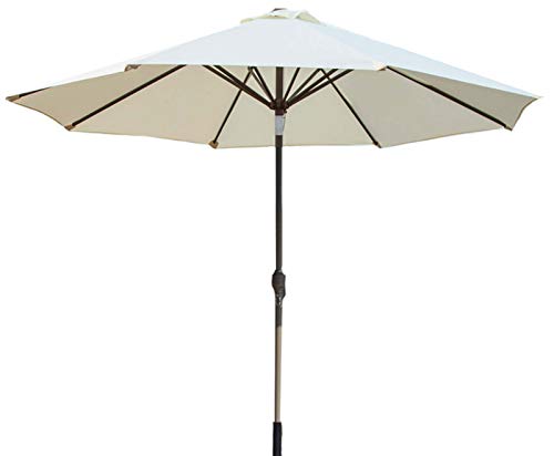 RWGOVLU 8.8 Ft Garden Umbrellas, Crank and Tilt Patio Umbrella, Waterproof Sun Shade for Outdoor Settings, Pool, Beach, Courtyard, Lawn, White