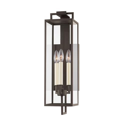 Troy Lighting Beckham 3-Light Wall Sconce | Textured Bronze Finish | Made of Steel | Wet-Rated for Outdoor Use | 6" W x 21.5" H Profile | B6382-TBZ