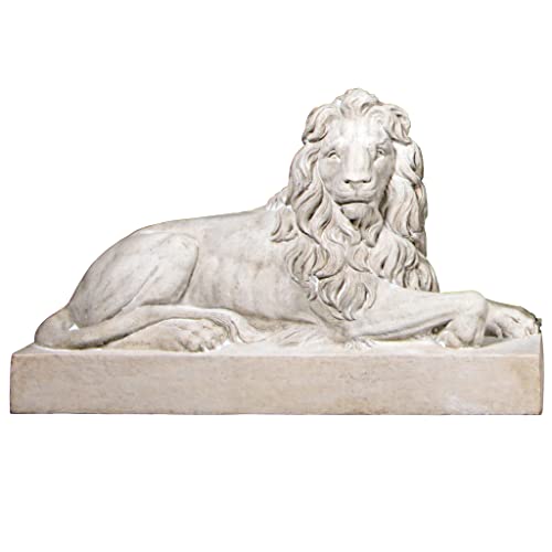 Design Toscano Castle Courtyard Lion Sentinel Statue Head Right Antique Stone