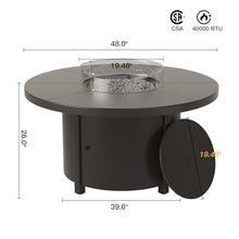 Kurapika Propane Round Fire Pit Table 48in, 40,000 BTU Auto-Ignition Round Gas Fire Pits, CSA Certification, Wider Desktop Round Fire Tables with Windshield, White Stone and Lid, for Outside Patio
