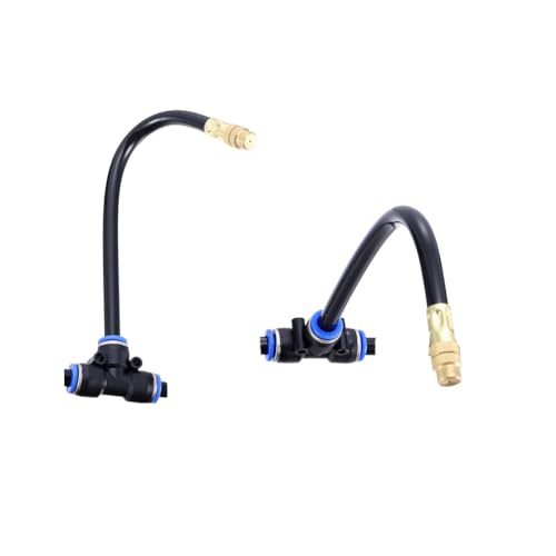 JDQTPOET Brass Mist Nozzle Tee with Built-in Hose, 360 Degree Rotation Adjustable, Garden Watering System Mist Parts and Accessories Atomizing Nozzle + 8mm tee Belt 100pc