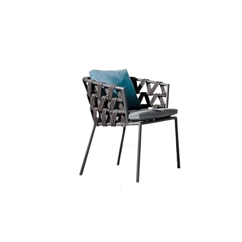 GLigeT Balcony Table and Chair Set Metal Rattan Outdoor Chairs Terrace Courtyard Outdoor Furniture Balcony Coffee Table Chair Home Garden Backrest Chair Bistro Table Set (Color : Single Chair)