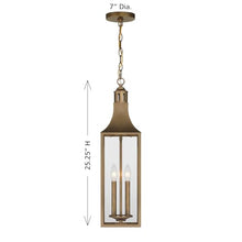 Savoy House 5-220-273 Lancaster Traditional Clear Glass Outdoor Hanging Lantern, 2-Light 120 Total Watts, 25" H x 7" W, Atlas Bronze