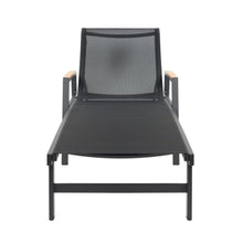 Hassyee All Weather Outdoor Chaise Lounge w/Aluminum Frame for Poolside, Sunbathing Lounger w/Mesh Seating for Balcony, Patio Reclining Sunbed w/Adjustable Backrest for Porch (Black-Set of 1)