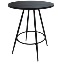 Pemberly Row Outdoor/Indoor Pub Set, 30 in Bar Height Stools with Arms, 36 in Round Black Table, UV Powder-Coated Frame, MultiSunStripe Fabric, Durable, Customizable Patio or Bar Furniture