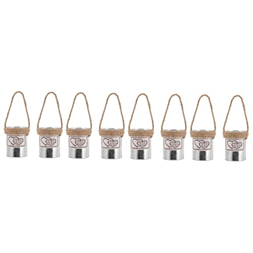 8 pcs Metal Hanging Buckets Galvanized Holder Container Rope Planters Floral Railing Can Style Succulent Arrangement Storage Plant Iron Fence Containers Farmhouse Pot Baskets for (Silverx4pcs